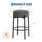 Set of 2 Modern 24 Counter Height Barstools with Soft Seat, Backless Design & Metal Legs for Kitchen Island, Bar, or Dining Room