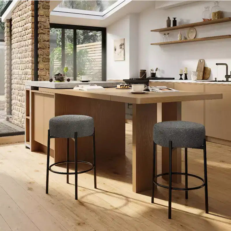 Set of 2 Modern 24 Counter Height Barstools with Soft Seat, Backless Design & Metal Legs for Kitchen Island, Bar, or Dining Room
