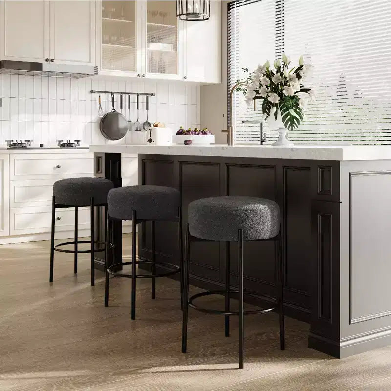 Set of 2 Modern 24 Counter Height Barstools with Soft Seat, Backless Design & Metal Legs for Kitchen Island, Bar, or Dining Room
