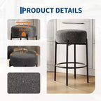 Set of 2 Modern 24 Counter Height Barstools with Soft Seat, Backless Design & Metal Legs for Kitchen Island, Bar, or Dining Room