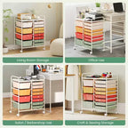 Costway 12-Drawer Rolling Storage Cart with Removable Drawers & Lockable Casters for Office Macaron Multicolor
