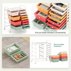 Costway 12-Drawer Rolling Storage Cart with Removable Drawers & Lockable Casters for Office Macaron Multicolor
