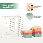 Costway 12-Drawer Rolling Storage Cart with Removable Drawers & Lockable Casters for Office Macaron Multicolor