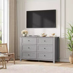 6-Drawer Dresser - 50 Wide Wooden Storage Chest with Metal Knobs for Bedroom, Entryway & Hallway