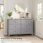 6-Drawer Dresser - 50 Wide Wooden Storage Chest with Metal Knobs for Bedroom, Entryway & Hallway
