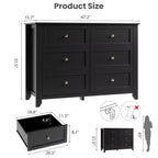 6-Drawer Dresser - 50 Wide Wooden Storage Chest with Metal Knobs for Bedroom, Entryway & Hallway