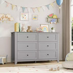 6-Drawer Dresser - 50 Wide Wooden Storage Chest with Metal Knobs for Bedroom, Entryway & Hallway