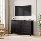 6-Drawer Dresser - 50 Wide Wooden Storage Chest with Metal Knobs for Bedroom, Entryway & Hallway