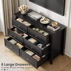 6-Drawer Dresser - 50 Wide Wooden Storage Chest with Metal Knobs for Bedroom, Entryway & Hallway
