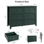 6-Drawer Dresser - 50 Wide Wooden Storage Chest with Metal Knobs for Bedroom, Entryway & Hallway
