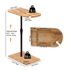 JVNOXK 2-in-1 Bamboo Couch Tray Table, Height Adjustable C-Shaped Side Table for Living Room Bedroom and Office