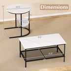 Costway Coffee Table Set of 2 2-Tier Rectangle Coffee Table and Side End Table White & Gold/Rustic Brown & Black/White & Black