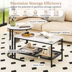 Costway Coffee Table Set of 2 2-Tier Rectangle Coffee Table and Side End Table White & Gold/Rustic Brown & Black/White & Black