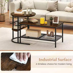 Costway Coffee Table Set of 2 2-Tier Rectangle Coffee Table and Side End Table White & Gold/Rustic Brown & Black/White & Black