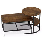 Costway Coffee Table Set of 2 2-Tier Rectangle Coffee Table and Side End Table White & Gold/Rustic Brown & Black/White & Black