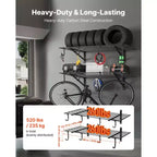 VEVOR 2-Tier Wall Garage Shelving, 2 x 4 ft Steel Wall Mounted Shelving Unit with Hooks, 24 x 48 Inch Per Shelf, 520 lbs Total Weight Capacity, Black