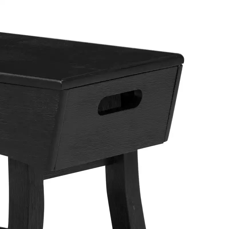 eHemco Solid Hardwood Bench with Storage Shelf and 4 Panels, 36x15.25x17.3 Inches, Black