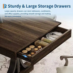 71 Wooden Kitchen Table with Two Drawers - Large Dining Table for 6-8 w/ Sturdy Frame, Rectangular Dining Table with Double Pedestal, for Kitchen
