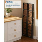 Folding Bookshelf - 4-Tier Vintage Office Bookcase - No-Assembly - Sturdy Black Frame & Brown Wood