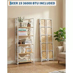 Folding Bookshelf - 4-Tier Vintage Office Bookcase - No-Assembly - Sturdy Black Frame & Brown Wood