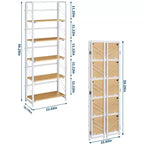 Folding Bookshelf - 4-Tier Vintage Office Bookcase - No-Assembly - Sturdy Black Frame & Brown Wood