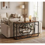 55 Entryway Table, 5-Tier Console Tables for Entryway, with o-Shaped Metal Frame & Storage Shelves, Industrial Sofa Tables for Living Room