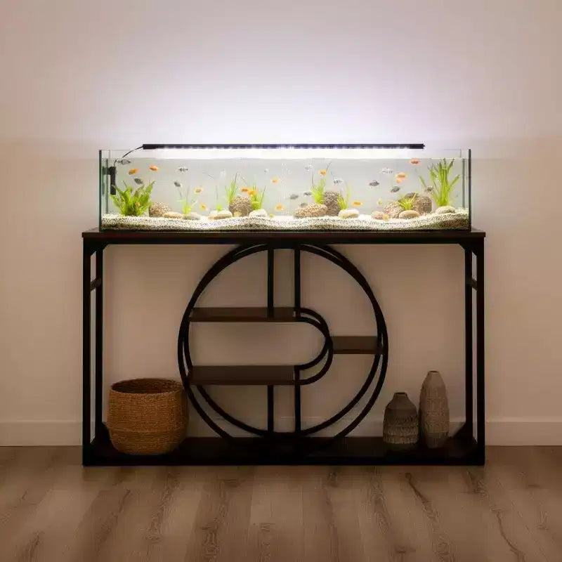 55 Entryway Table, 5-Tier Console Tables for Entryway, with o-Shaped Metal Frame & Storage Shelves, Industrial Sofa Tables for Living Room