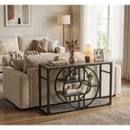 55 Entryway Table, 5-Tier Console Tables for Entryway, with o-Shaped Metal Frame & Storage Shelves, Industrial Sofa Tables for Living Room