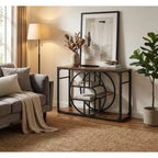 55 Entryway Table, 5-Tier Console Tables for Entryway, with o-Shaped Metal Frame & Storage Shelves, Industrial Sofa Tables for Living Room