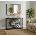 55 Entryway Table, 5-Tier Console Tables for Entryway, with o-Shaped Metal Frame & Storage Shelves, Industrial Sofa Tables for Living Room