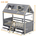 Luxystar Modern Wood House Bed Frame with 4 Drawers and Shelf