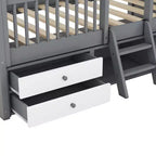 Luxystar Modern Wood House Bed Frame with 4 Drawers and Shelf