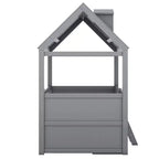 Luxystar Modern Wood House Bed Frame with 4 Drawers and Shelf