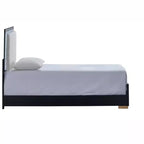 Passion Furniture Steeler Black and Gold Wood Frame Twin Panel Bed with LED Lighted Headboard