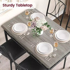 5 Piece Dining Table Set for 4, Rectangular Kitchen Table with Upholstered Chairs, Sturdy Metal Frame, Rustic Grey, for Modern Apartment/Dining Room