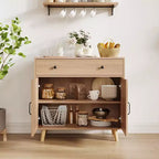 Freestanding Wooden Bookcase with Storage Cabinet, Doors & Drawers  72.4 Display Bookshelf for Living Room, Bedroom, Home Office, Kitchen