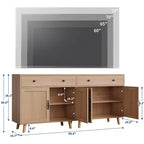 Freestanding Wooden Bookcase with Storage Cabinet, Doors & Drawers  72.4 Display Bookshelf for Living Room, Bedroom, Home Office, Kitchen
