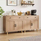 Freestanding Wooden Bookcase with Storage Cabinet, Doors & Drawers  72.4 Display Bookshelf for Living Room, Bedroom, Home Office, Kitchen