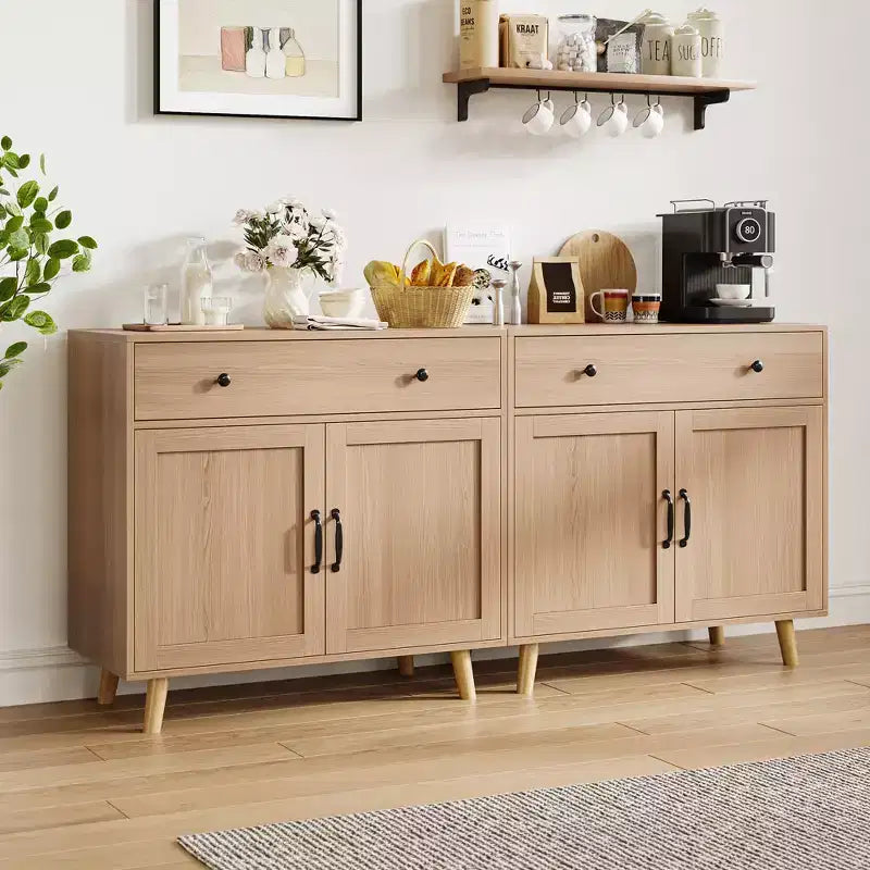Freestanding Wooden Bookcase with Storage Cabinet, Doors & Drawers  72.4 Display Bookshelf for Living Room, Bedroom, Home Office, Kitchen