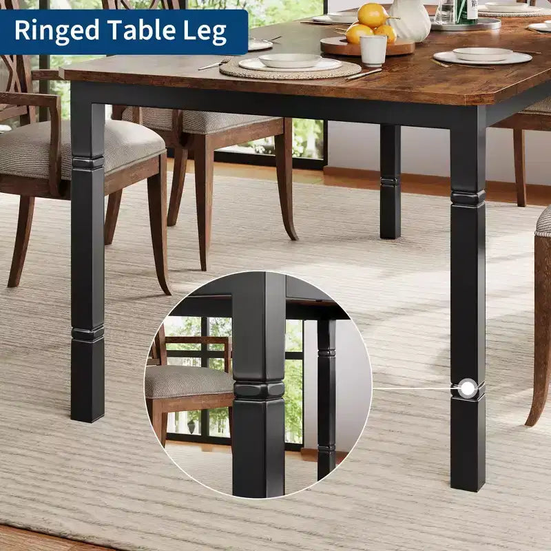 79 Dining Table for 6-8, Modern Rectangular Kitchen Table with Sturdy Metal Legs, Farmhouse Wood Table for Home Office