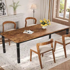 79 Dining Table for 6-8, Modern Rectangular Kitchen Table with Sturdy Metal Legs, Farmhouse Wood Table for Home Office