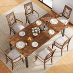 79 Dining Table for 6-8, Modern Rectangular Kitchen Table with Sturdy Metal Legs, Farmhouse Wood Table for Home Office