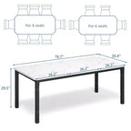 79 Dining Table for 6-8, Modern Rectangular Kitchen Table with Sturdy Metal Legs, Farmhouse Wood Table for Home Office