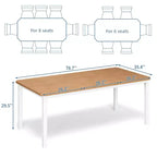 79 Dining Table for 6-8, Modern Rectangular Kitchen Table with Sturdy Metal Legs, Farmhouse Wood Table for Home Office