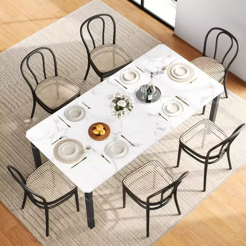 79 Dining Table for 6-8, Modern Rectangular Kitchen Table with Sturdy Metal Legs, Farmhouse Wood Table for Home Office