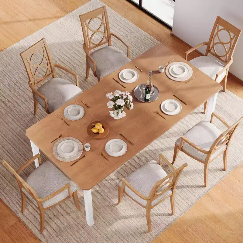 79 Dining Table for 6-8, Modern Rectangular Kitchen Table with Sturdy Metal Legs, Farmhouse Wood Table for Home Office