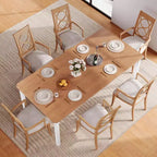 79 Dining Table for 6-8, Modern Rectangular Kitchen Table with Sturdy Metal Legs, Farmhouse Wood Table for Home Office
