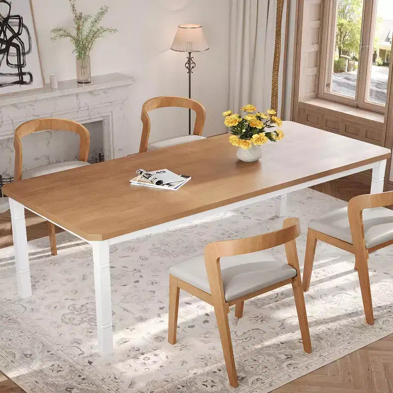 79 Dining Table for 6-8, Modern Rectangular Kitchen Table with Sturdy Metal Legs, Farmhouse Wood Table for Home Office