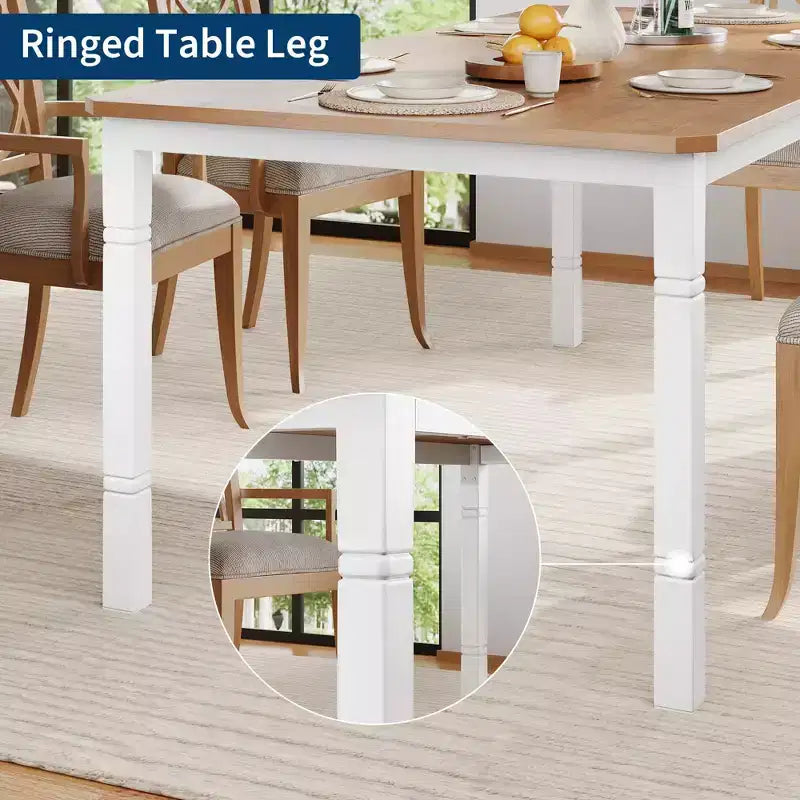 79 Dining Table for 6-8, Modern Rectangular Kitchen Table with Sturdy Metal Legs, Farmhouse Wood Table for Home Office