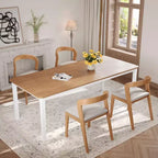 79 Dining Table for 6-8, Modern Rectangular Kitchen Table with Sturdy Metal Legs, Farmhouse Wood Table for Home Office